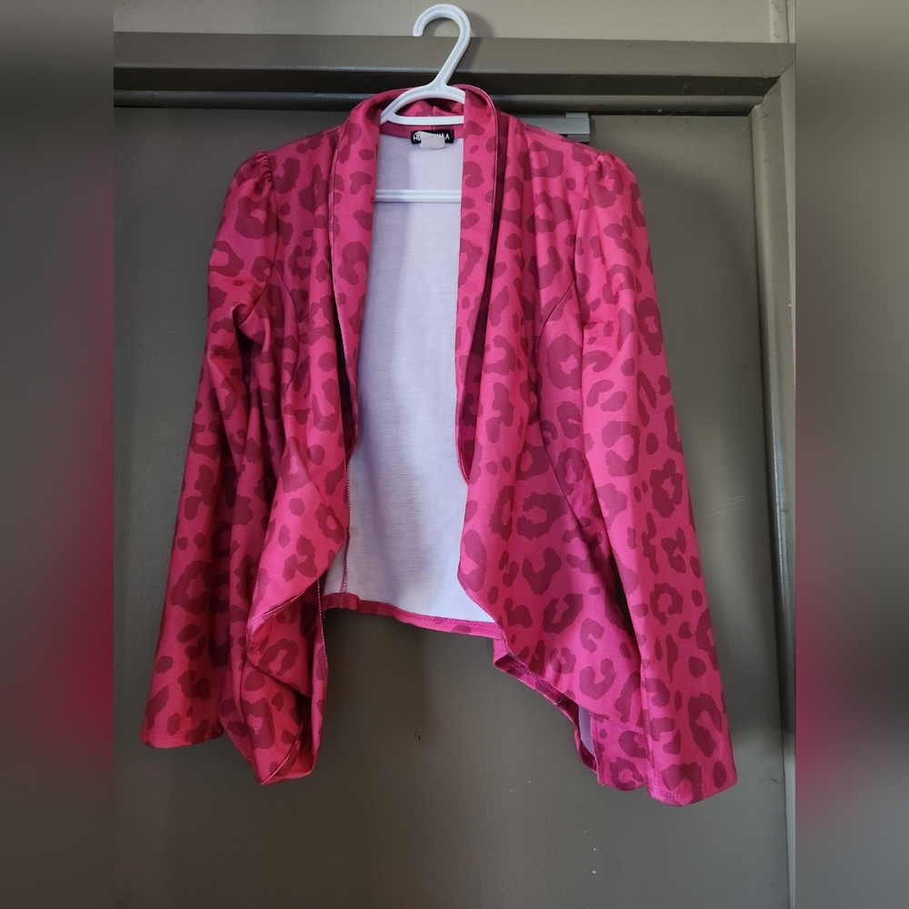 Pink leopard blazer